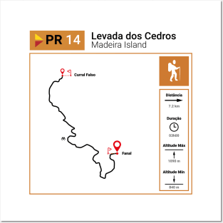 Madeira Island PR14 LEVADA DOS CEDROS trail map Posters and Art